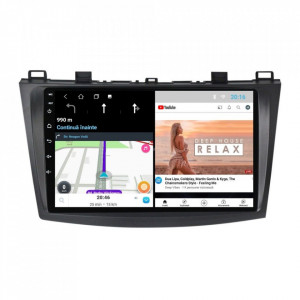 Navigatie dedicata cu Android Mazda 3 2009 - 2013, 2GB RAM, Radio GPS Dual Zone, Display HD 9" Touchscreen, Internet Wi-Fi, Bluetooth, MirrorLink, USB, Waze