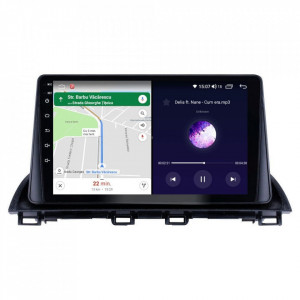 Navigatie dedicata cu Android Mazda 3 2013 - 2019, 4GB RAM, Radio GPS Dual Zone, Display HD IPS 9" Touchscreen, Internet Wi-Fi si slot SIM 4G, Bluetooth, MirrorLink, USB, Waze