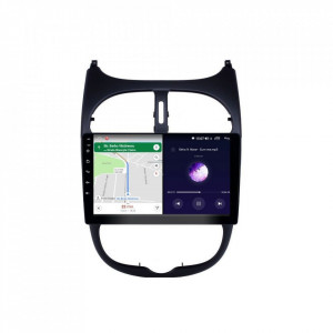 Navigatie dedicata cu Android Peugeot 206 1998 - 2012, 8GB RAM, Radio GPS Dual Zone, Display HD IPS 9" Touchscreen, Internet Wi-Fi si slot SIM 4G, Bluetooth, MirrorLink, USB, Waze