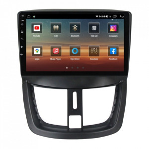 Navigatie dedicata cu Android Peugeot 207 2006 - 2015, 4GB RAM, Radio GPS Dual Zone, Display HD IPS 9" Touchscreen, Internet Wi-Fi si slot SIM 4G, Bluetooth, MirrorLink, USB, Waze