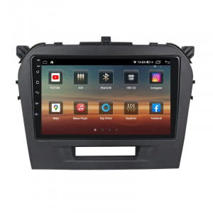 Navigatie dedicata cu Android Suzuki Vitara dupa 2015, 8GB RAM, Radio GPS Dual Zone, Display HD IPS 9" Touchscreen, Internet Wi-Fi si slot SIM 4G, Bluetooth, MirrorLink, USB, Waze
