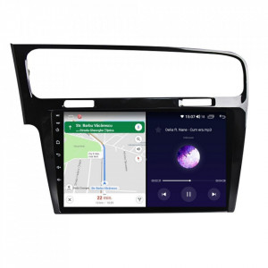 Navigatie dedicata cu Android VW Golf VII 2012 - 2019, negru, 8GB RAM, Radio GPS Dual Zone, Display HD IPS 10" Touchscreen, Internet Wi-Fi si slot SIM 4G, Bluetooth, MirrorLink, USB, Waze