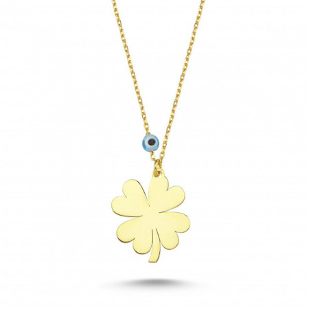 Evil Eye Clover Pendant Sterling Silver Necklace