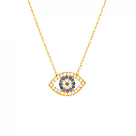 Wholesale Turkish evil eye silver yellow gold necklace.