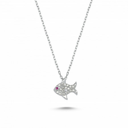 Fish Design Cz Necklace Silver 925