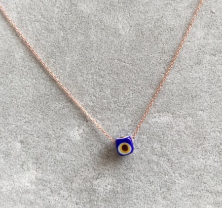Wholesale Turkish Blue Evil Eye Glass Necklace Silver 925
