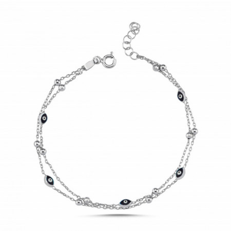 Blue Evil Eye Chain Wholesale Turkish Silver Bracelet
