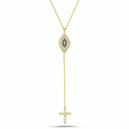 Cross Evil Eye Design Necklace Wholesale Sterling Silver 925
