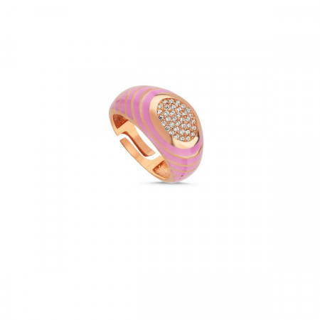 pink enamel silver ring