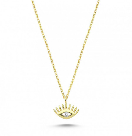 Wholesale Tiny Turkish CZ Evil Eye Gold Necklace