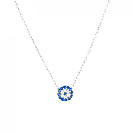 Wholesale Turkish Blue Evil Eye Mini Necklace Silver 925.