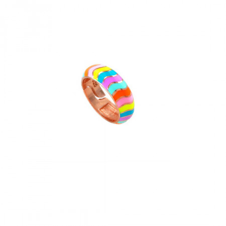 Multicolor Enamel Ring Turkish Handmade Sterling Silver 925