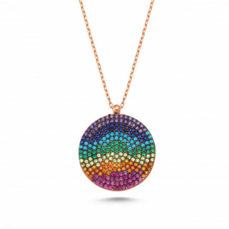Multicolor Stone Wholesale Round Evil Eye Silver Necklace Pendant
