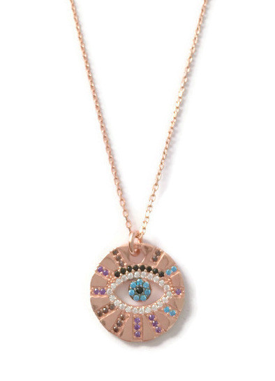 Round Evil Eye Wholesale Necklace Rose Gold Plated Pendant