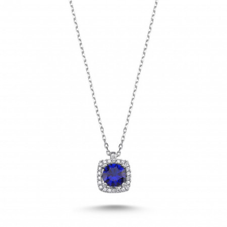 Blue Gemstone Pendant Sterling Silver Necklace