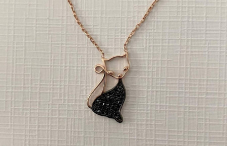 Cat Necklace Pendant Sterling Silver 925