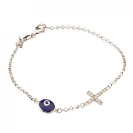 Wholesale Cross Design Turkish Evil Eye Silver Bracelet