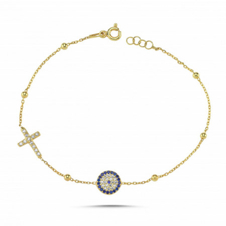 Cross Wholesale Evil Eye Turkish Beads Silver 925 Charm Bracelet