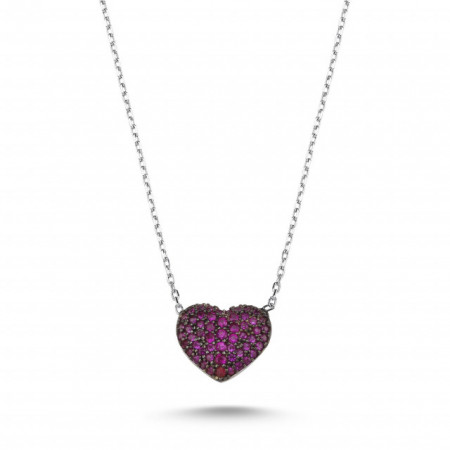 Cz Heart Sterling Silver Necklace Pendant