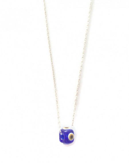 Blue Evil Eye Beads Wholesale Glass Handmade Silver Necklace