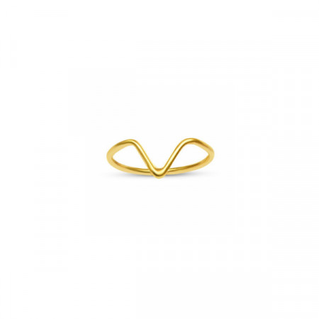 Turkish Rings Wholesale Minimal V Design Yellow Gold Plated