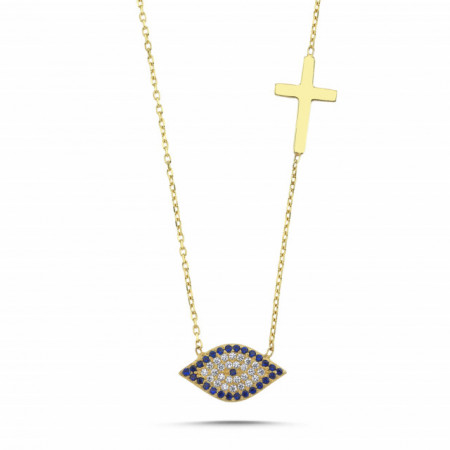 Cross Evil Eye Design Necklace Wholesale Sterling Silver 925