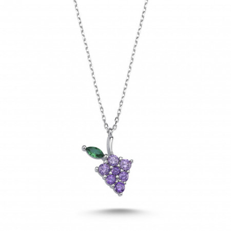 Grape Silver Pendant Gemstone Necklace