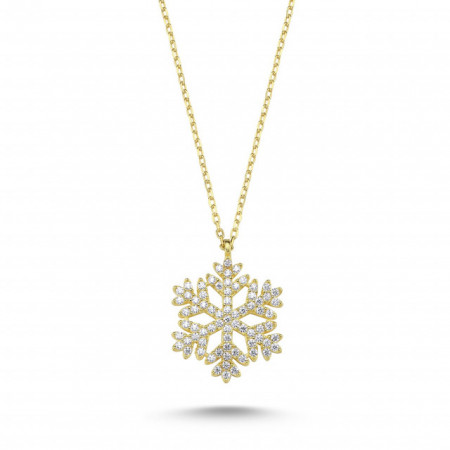 Snowflake Pendant Sterling Silver Necklace White Gemstone