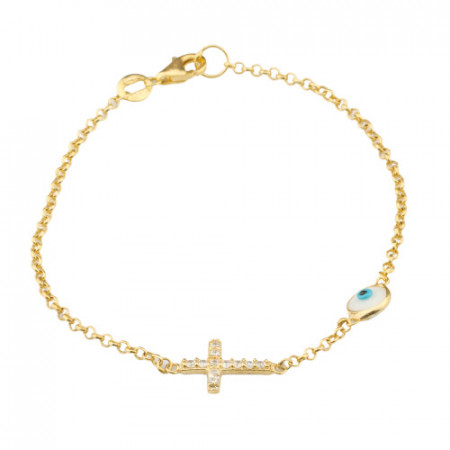 Wholesale Cross Design Turkish Evil Eye Silver Bracelet