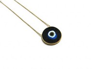 Black Evil Eye Wholesale Silver Necklace Round Ceramic Pendant