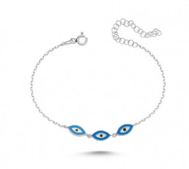 Blue Evil Eye Wholesale Turkish Silver Bracelet