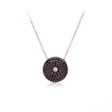 Wholesale Sterling Silver 925 Turkish Round Black Evil Eye Necklace