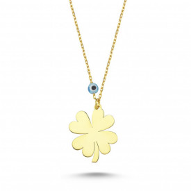 Evil Eye Clover Pendant Sterling Silver Necklace
