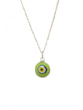 Green Evil Eye Glass Turkish Beads Wholesale Silver Necklace