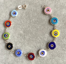 Multicolor Beaded Turkish Wholesale Evil Eye Silver