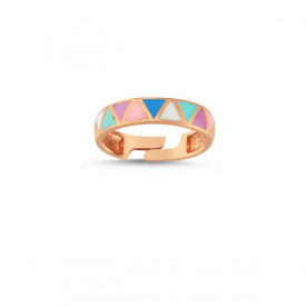 Multicolor Enamel Band Ring Wholesale Turkish Handmade Sterling Silver 925 Adjustable Size.