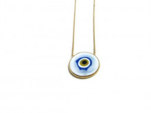 Wholesale White Evil Eye Sterling Silver Round Necklace Pendant