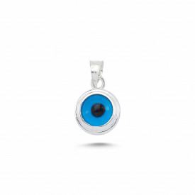 Blue Glass Beaded Evil Eye Pendant Wholesale Silver 925 8mm