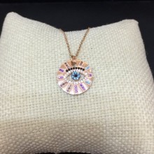 Round Evil Eye Wholesale Necklace Rose Gold Plated Pendant