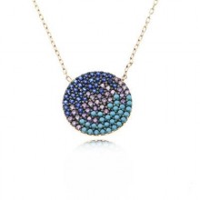 Wholesale Sterling Silver 925 Turkish Multicolor Round Necklace