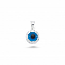 Blue Glass Beaded Evil Eye Pendant Wholesale Silver 925 7mm