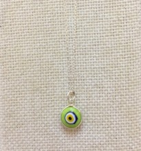 Green Evil Eye Glass Turkish Beads Wholesale Silver Necklace