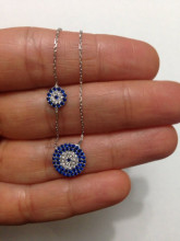 Wholesale 925 Silver Mini Design Turkish Blue Evil Eye Necklace