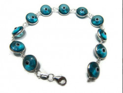 Blue Glass Evil Eye Wholesale 925 Silver Turkish Bracelet