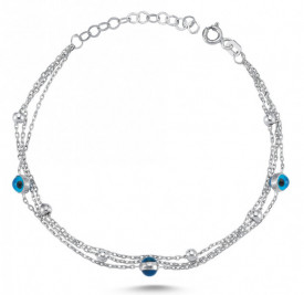 Evil Eye Bracelet Beads Charm Wholesale Turkish Silver