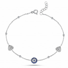 Wholesale Evil Eye Turkish Cz Silver 925 Charm Bracelet