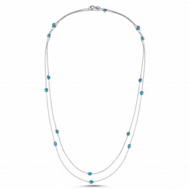 Long Chain Beaded Wholesale Evil Eye Turkish Blue Beads Silver Necklace