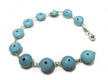 Baby Blue Wholesale Turkish Evil Eye Silver Bracelet