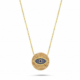 Round Gemstone Evil Eye Turkish Necklace Wholesale Silver 925