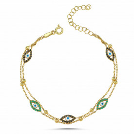 Wholesale Evil Eye Turkish Beads Silver 925 Charm Bracelet